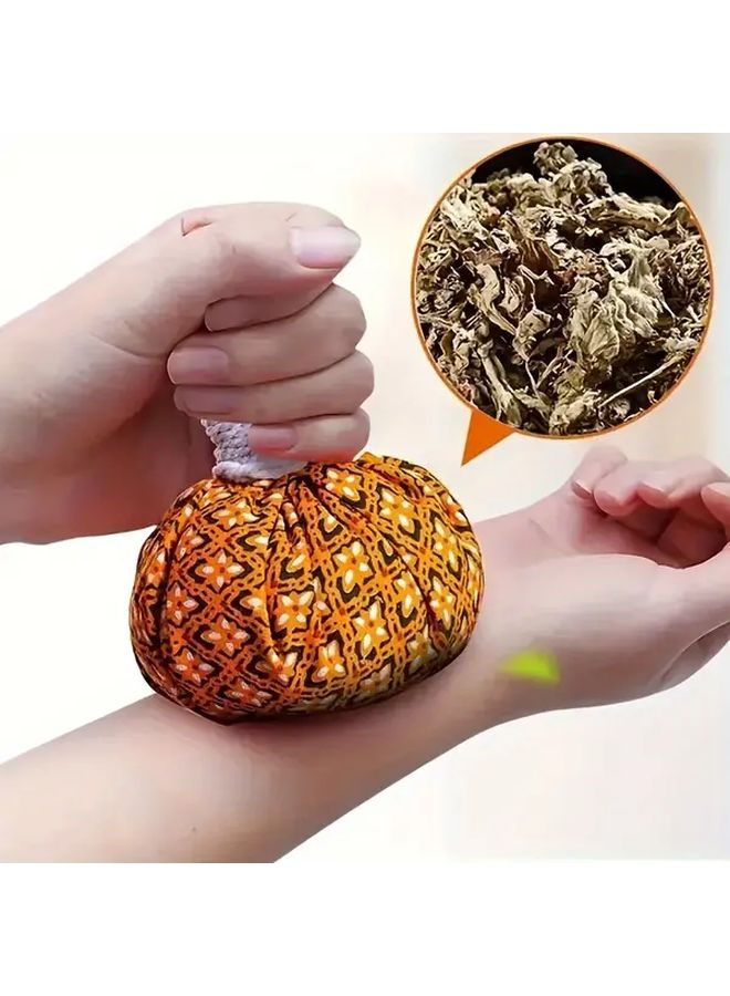 2pcs Portable Mugwort Massage Balls Alcohol Free Full Body Relaxation Tool Floral Pattern - Image 2